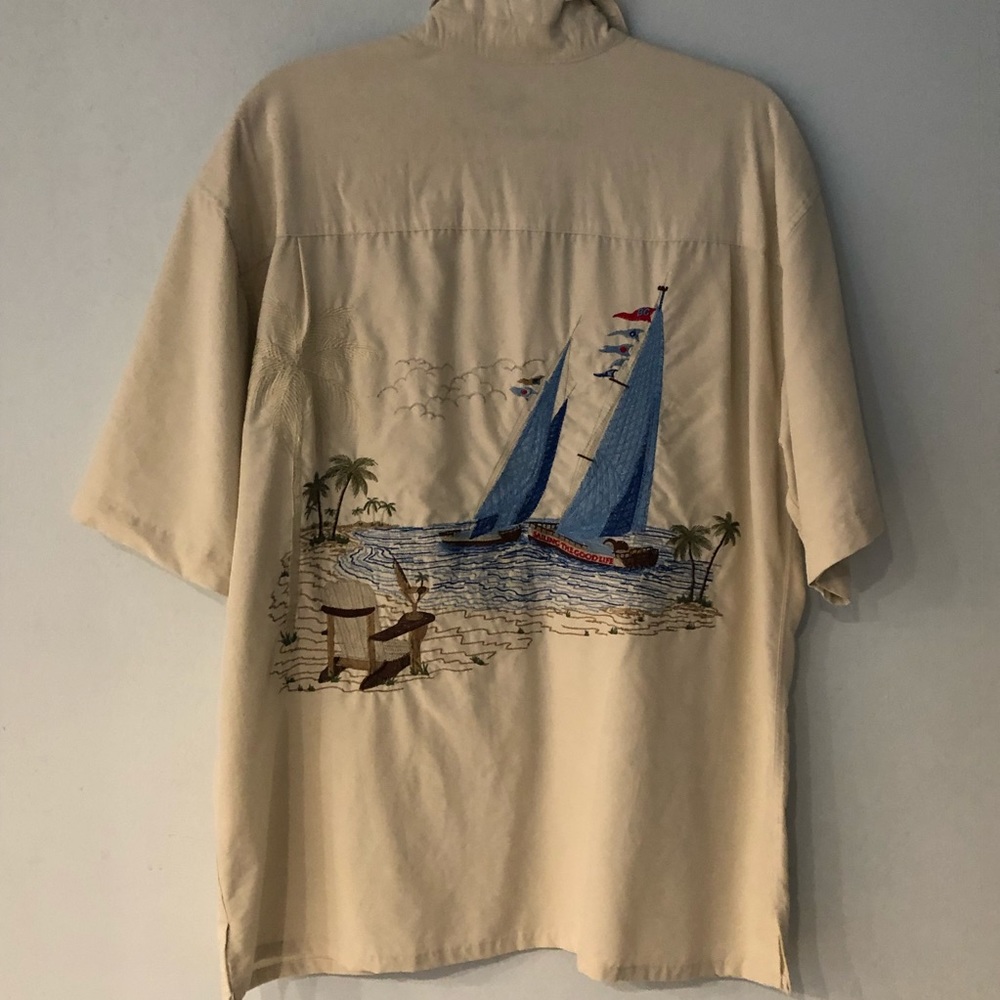 Bamboo Cay Sailboat Embroidered Hawaiian Shirt M